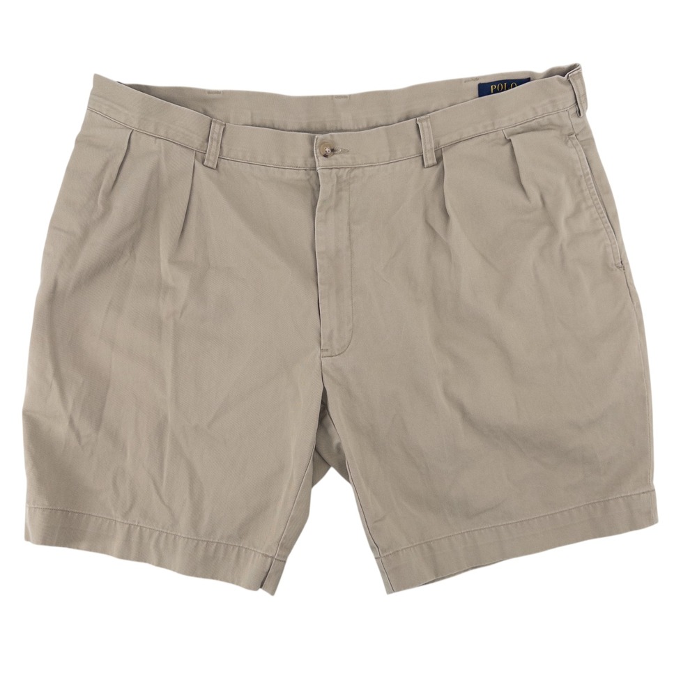 Polo Ralph Lauren Mens 40 Classic Fit Pleated 9" Beige Chino Shorts Preppy Khaki - Picture 1 of 7